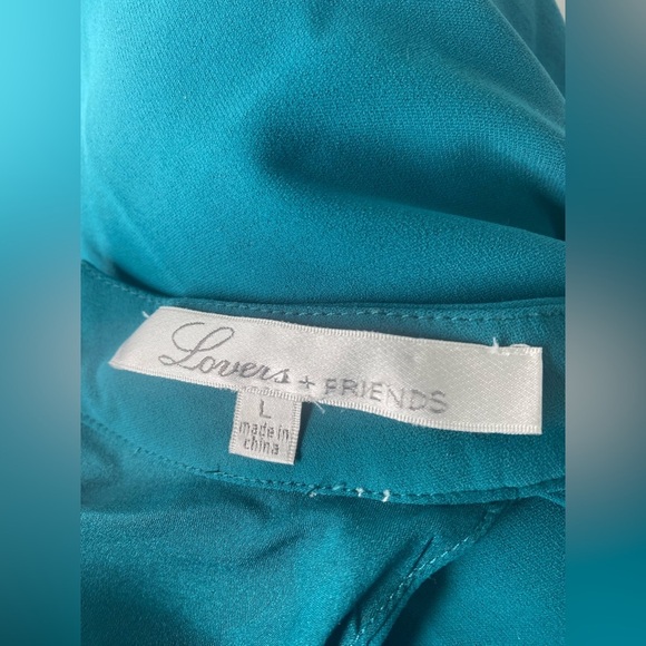 LOVERS & FRIENDS Revolve Lily High Neck Halter Teal Dress With pockets - Picture 9 of 10